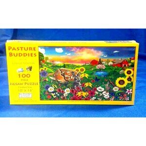 SunsOut Pasture Buddies 100 Pc Puzzle Sunflowers Baby Animals Gerald New…